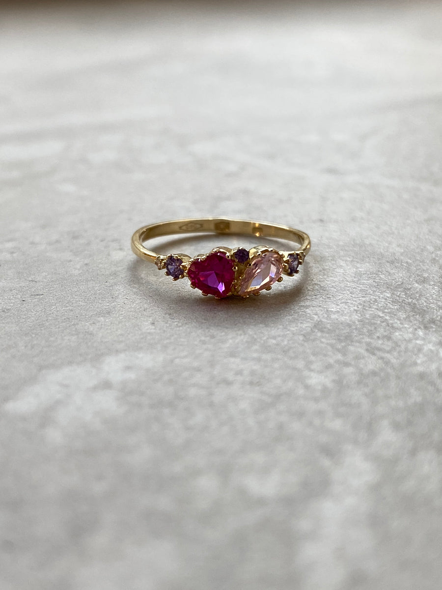 Pink szíves gyűrű